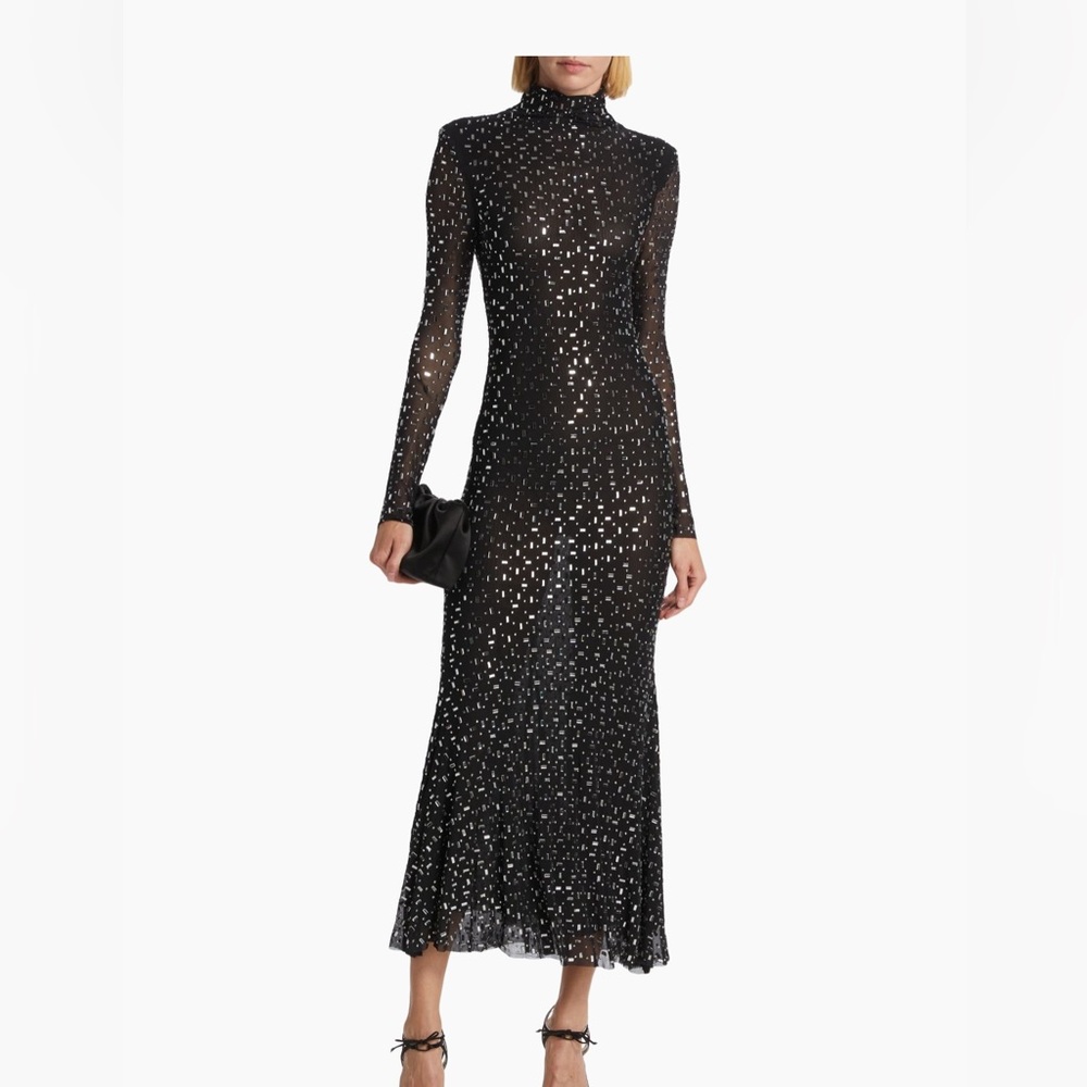Embellished Mesh Mini-Dress